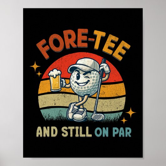 Poster Tee Fore Rétro Golf Fête d'anniversaire 40e Annive (Devant)