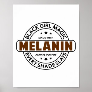 Poster Tee Mélanine Magie de Fille Noire Femmes Afro-Amér