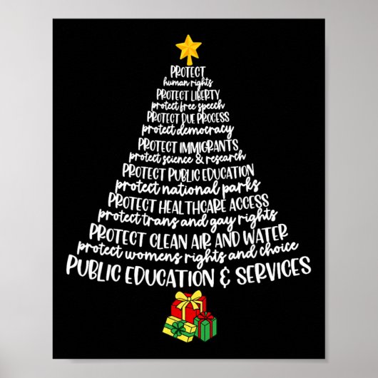 Poster Tee Protegeons la démocratie arbre de Noël, Anti s (Devant)