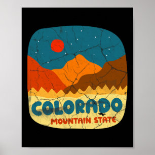 Poster Tee rétro Colorado Mountain State Montagnes Rocheu