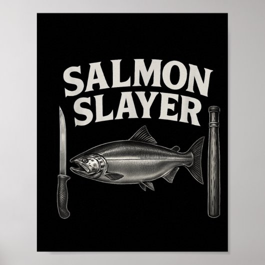 Poster Tee Salmon Slayer pêche à l'omble chevalier et au (Devant)