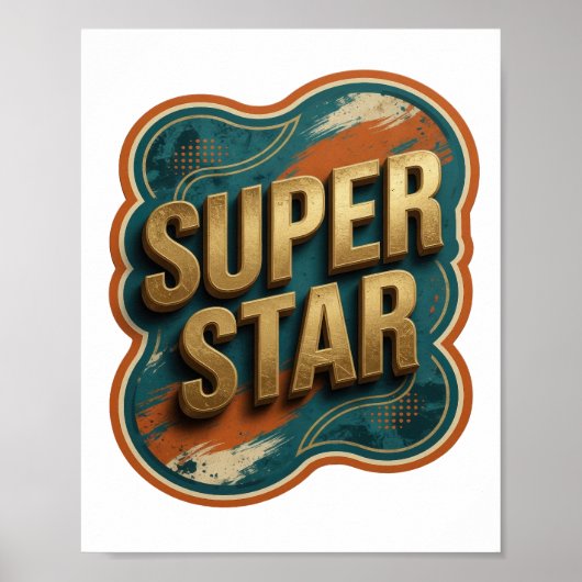 Poster Tee-shirt Clean Gold SUPER STAR (Devant)
