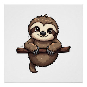 Poster Tee-shirt de paresseux gravé Art animal vintage (2