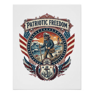 Poster Tee-shirt graphique vectoriel Patriotic Beachcombe