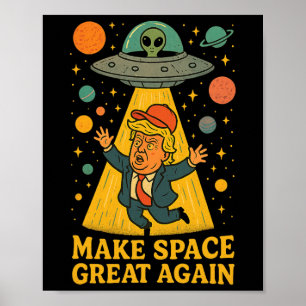 Poster Tee-shirt humouristique enlèvement alien Trump Ufo