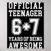 Poster Teenager Funny 6 7 13th Birthday (Devant)
