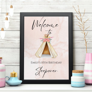 Poster Teepee Tent Slepover Anniversaire Fête Bienvenue