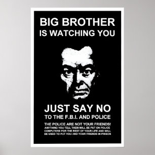Poster tegen politiegeweld uit de jaren 80 Big bro