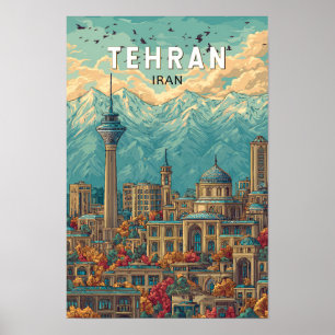 Poster Téhéran Iran Illustration Voyage Art Vintage