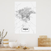 Poster Téhéran, Iran (noir sur blanc) (Cuisine)