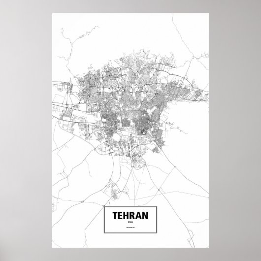 Poster Téhéran, Iran (noir sur blanc) (Devant)