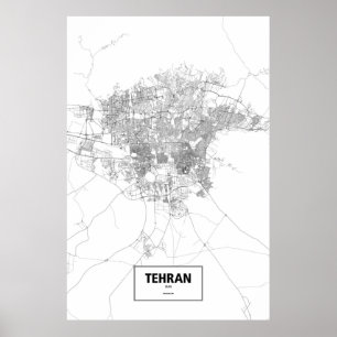 Poster Téhéran, Iran (noir sur blanc)