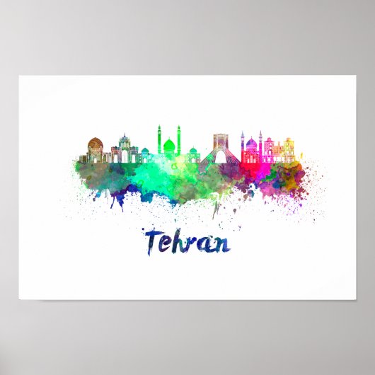 Poster Tehran skyline en aquarelle (Devant)