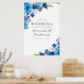 Poster teintes bleu Floral Mariage Accueil (Cuisine)