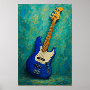 Poster Teintes de sarcelle Basse - Guitare électrique abs