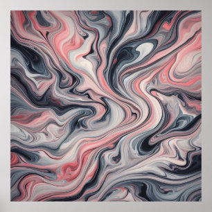 Poster Teintes tourbillonnantes de rose, gris et blanc