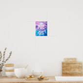 Poster Teinture Aqua violet rose Conserver le calme et mo (Cuisine)