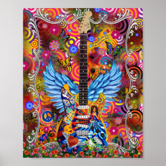 Poster Teinture, paix, amour, guitare Janis Tribute Poste