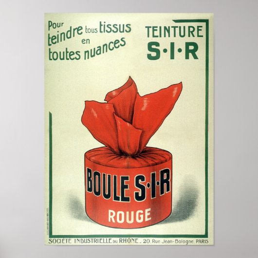 Poster Teinture Rouge Publicité française Vintage (Devant)