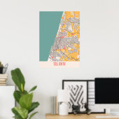 Poster Tel Aviv - Israel Chalk City Map (Bureau à domicile)