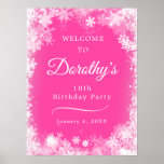 Poster Téléchargeable 18th Birthday Snowflake Pink Welcom<br><div class="desc">Donnez le ton pour votre 18e anniversaire avec ce coupe-feu d'Affiche de bienvenue Winter Wonderland Snowflake. Pour votre commodité, cette affiche peut être téléchargée ainsi que commandée sur papier. Le texte blanc sur l'arrière - plan rose est vraiment en vogue et la bordure blanche du flocon de neige le rend...</div>