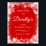 Poster Téléchargeable 18th Birthday Snowflake Red Welcome<br><div class="desc">Donnez le ton pour votre 18e anniversaire avec ce coupe-feu d'Affiche de bienvenue Winter Wonderland Snowflake. Pour votre commodité, cette affiche peut être téléchargée ainsi que commandée sur papier. Le texte blanc sur l'arrière - plan rouge est vraiment en vogue et la bordure blanche du flocon de neige le rend...</div>