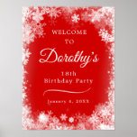 Poster Téléchargeable 18th Birthday Snowflake Red Welcome<br><div class="desc">Donnez le ton pour votre 18e anniversaire avec ce coupe-feu d'Affiche de bienvenue Winter Wonderland Snowflake. Pour votre commodité, cette affiche peut être téléchargée ainsi que commandée sur papier. Le texte blanc sur l'arrière - plan rouge est vraiment en vogue et la bordure blanche du flocon de neige le rend...</div>