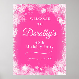 Poster Téléchargeable 40th Birthday Snowflake Pink Welcom