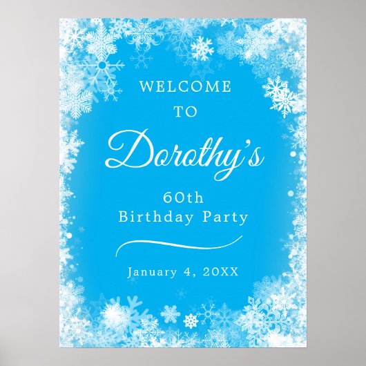 Poster Téléchargeable 60th Birthday Snowflake Blue Welcom (Devant)