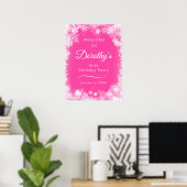 Poster Téléchargeable 90th Birthday Snowflake Pink Welcom (Bureau à domicile)