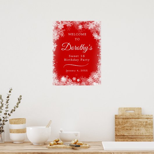 Poster Téléchargeable Sweet 16 Snowflake Red Welcome (Cuisine)