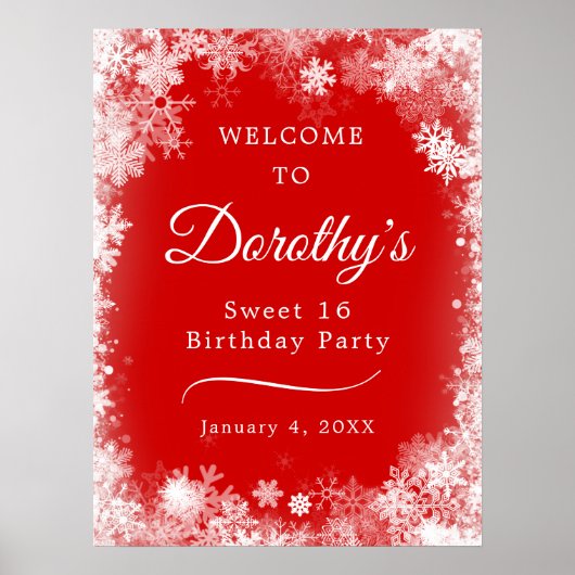 Poster Téléchargeable Sweet 16 Snowflake Red Welcome (Devant)