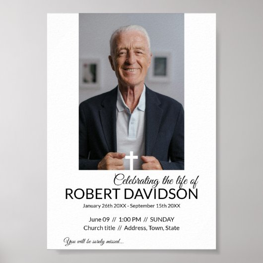 Poster Téléchargement instantané du Faire-part funéraire  (Devant)