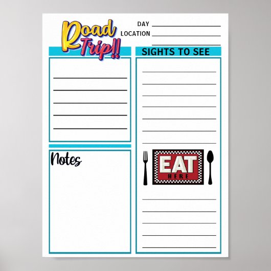 Poster Téléchargement instantané Road Trip Daily Planner (Devant)