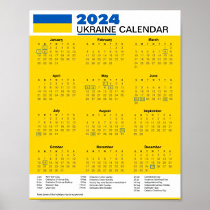Poster Télécharger Calendrier Ukraine 2024 $5.95 PDF ou