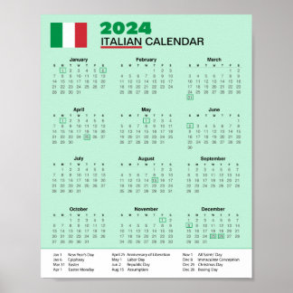Poster Télécharger Italie Calendrier 2024 Scarica Calenda