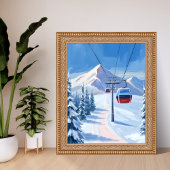 Poster Téléphérique de ski | Gondole de montagne enneigée