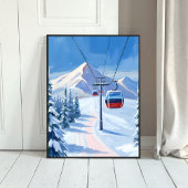 Poster Téléphérique de ski | Gondole de montagne enneigée