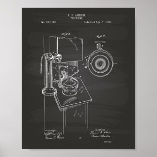 Poster Téléphone 1898 Patent Art Chalkboard