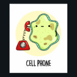 Poster Téléphone cellulaire drôle Biologie jeu de science<br><div class="desc">Téléphone cellulaire Funny Biology Science Pun dispose d'une mignonne cellule unique à l'aide d'un téléphone vintage. Un cadeau de Pun mignon pour la famille et les amis qui aiment la biologie,  les puns de téléphone portable.</div>