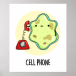 Poster Téléphone cellulaire drôle Biologie jeu de science<br><div class="desc">Téléphone cellulaire Funny Biology Science Pun dispose d'une mignonne cellule unique à l'aide d'un téléphone vintage. Un cadeau de Pun mignon pour la famille et les amis qui aiment la biologie,  les puns de téléphone portable.</div>