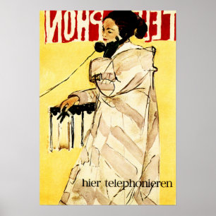 Poster TÉLÉPHONE Hier TÉLÉPHONE Hans Falk Vieux Suisse