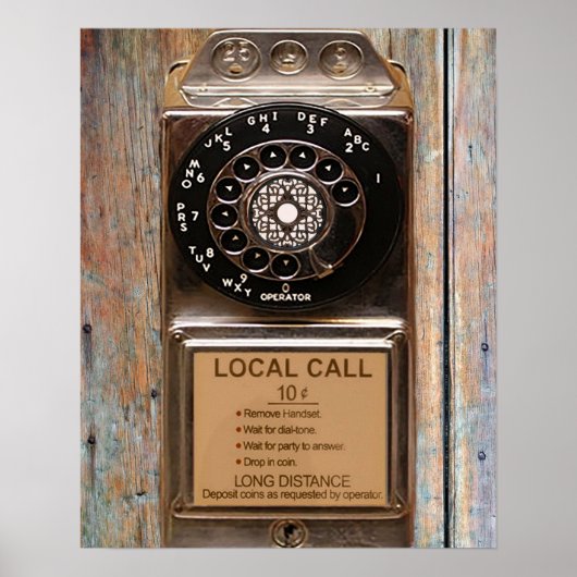 Poster Téléphone public à cadran antique robuste (Devant)