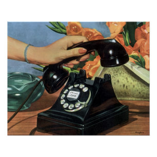 Poster Téléphone rétro avec cadran Rotary, affaires Vinta