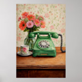 Poster Téléphone vert vintage (Devant)