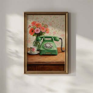 Poster Téléphone vert vintage