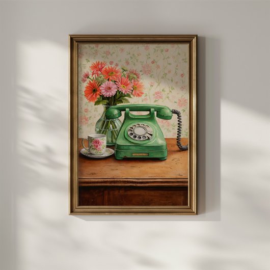 Poster Téléphone vert vintage
