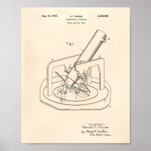 Poster Télescope astronomique 1943 Brevet Art Vieux Poivr