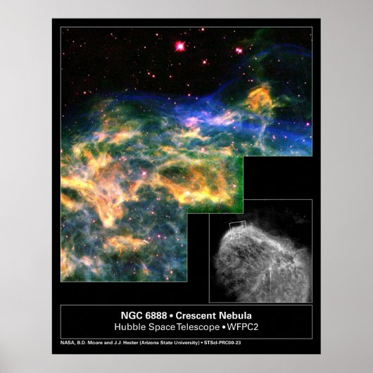 Poster Télescope Crescent Nebula 6888 Hubble (Devant)