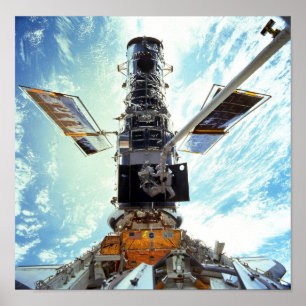 Poster Télescope spatial Hubble et astronautes